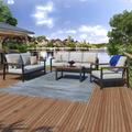 Birch Lane™ Townsend Seating Group w/ Sunbrella Cushions Wood/Metal in Brown/Gray | Outdoor Furniture | Wayfair 76B98619F74B4485BA144F424E53335C