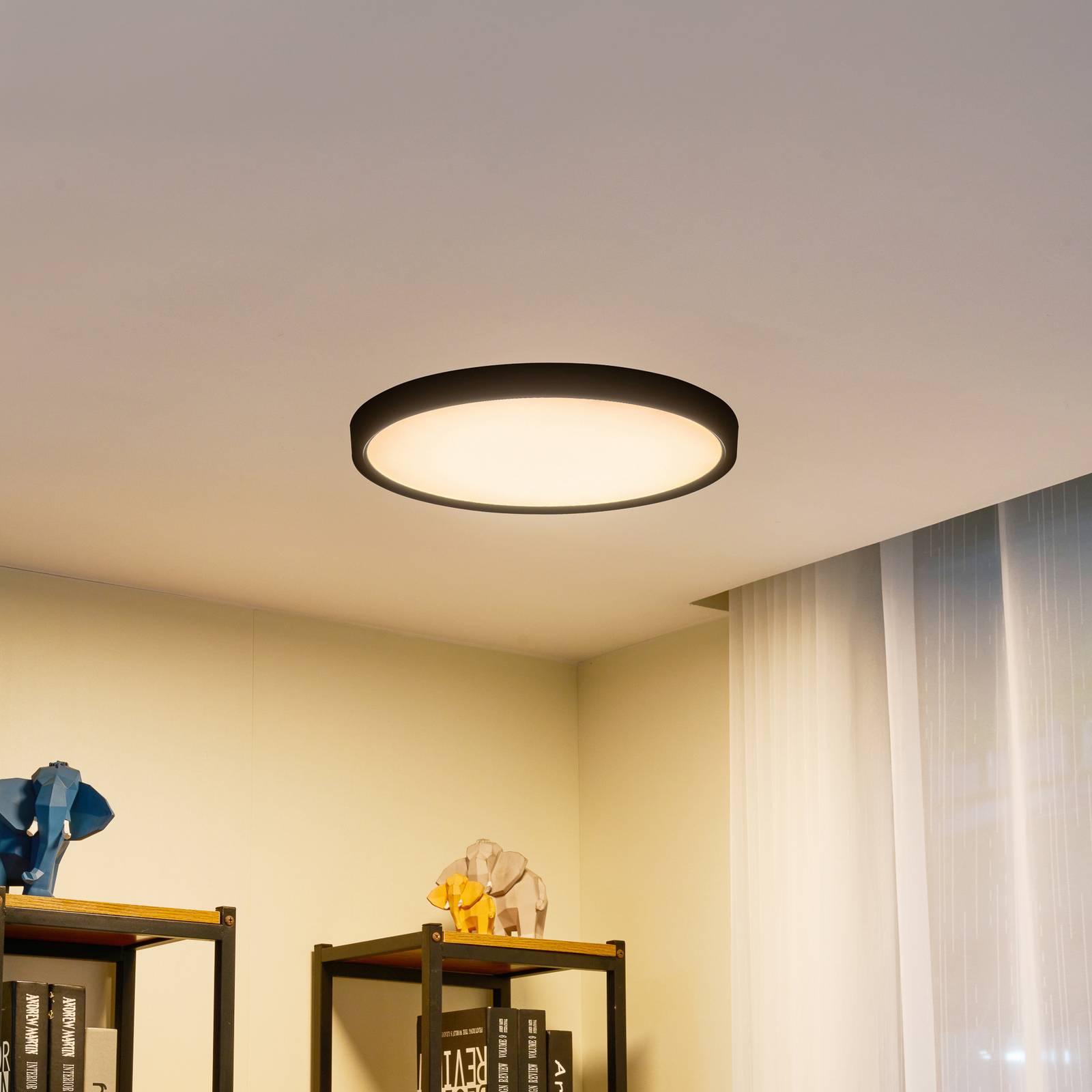 LED Deckenlampe Pravin Lindby, schwarz, für Wohn- / Esszimmer, Kunststoff, Modern, LED Deckenleuchte