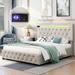 Queen Size Storage Upholstered Platform Bed, Adjustable Headboard with Bluetooth Audio, LED Light and USB Charging