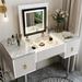 43.3" Modern Vanity Table Set with Flip-top Mirror and LED Light