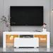 White Entertainment Center TV Stand Base Stand with LED RGB Lights Flat Screen TV Cabinet Center Media Console Table