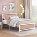 Twin/Full Size Platform Bed, Metal and Wood Bed Frame with Headboard and Footboard