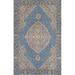 Distressed Blue Tabriz Persian Vintage Rug Hand-Knotted Wool Carpet - 6'10"x 10'8"