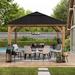 Sunjoy Mavis Outdoor Patio Cedar Framed Gazebo with Black Steel w/ PC Hip-roof Hardtop