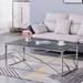 Stainless Steel Rectangular Accent Glass Coffee Table for Living Room- 46.8" Modern Sleek Center Table with Lounge Table