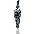 Snowflake Obsidian Crystal Stone Holder Necklace Pendulum Unique Women Men Necklace (Black Macrame)