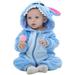 Unisex Baby Cartoon Animal Costume Flannel Hooded Romper Cosplay Jumpsuit