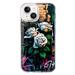 MUNDAZE Case for Apple iPhone 15 Hybrid Shockproof Slim Hard Soft TPU Shell Heavy Duty Protective Phone Cover - White Roses Graffiti Wall Art Painting