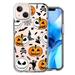 MUNDAZE Case for Apple iPhone 15 Hybrid Shockproof Slim Hard Soft TPU Shell Heavy Duty Protective Phone Cover - Halloween Jack-O-Lantern Pumpkin Skull Spooky