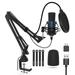 ZINGYOU USB Condenser Microphone Plug and Play Computer Microphone Kit with Upgraded Boom Pop Filter Wide Sound Field Studio Quality-Blue