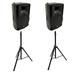 Harmony Audio 12 Concert Series Powered PA Speakers (2) with Tripod Stands