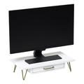 RealspaceÂ® Luna Wood/Metal Monitor Stand With Drawer 4-3/4 H x 20-1/4 W x 10 D White/Gold