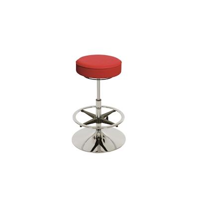 PROREGAL Drehhocker Indianapolis High | Sitzhöhe 58-83cm | Ø 50cm | Tragfähigkeit 110kg | Kunstleder-Sitz | Stahltellerfuß & Fußring | Feuerrot Image