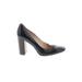 Louise Et Cie Heels: Pumps Chunky Heel Work Black Print Shoes - Women's Size 7 1/2 - Round Toe