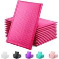 Bubble Mailers 100 Pack, Metallic Foil Bubble Mailer Waterproof Self Seal Shipping Gold Silver Black or Pink, Padded Envelopes for Mailing Packaging (Pink, 220x270mm)