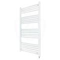 Valve Kings Heated Electric Straight White Towel Rails Single Heat Prefilled - 1200mm (h) x 600mm (w) With 300w Element