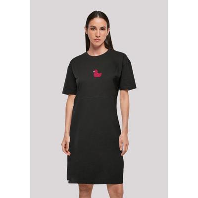Shirtkleid F4NT4STIC "Ente Magenta", Damen, Gr. L, schwarz, Obermaterial: 100% Baumwolle, casual, oversize, Rundhals, Kurzarm ohne Bündchen, Kleider, Print Image