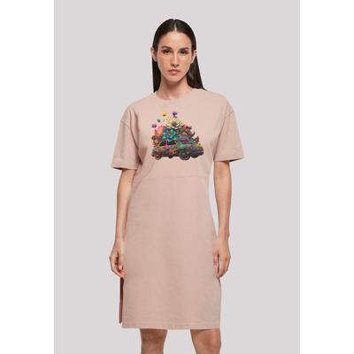 Shirtkleid F4NT4STIC "Blumen Auto", Damen, Gr. S, rosa (duskrose), Obermaterial: 100% Baumwolle, casual, oversize, Rundhals, Kurzarm ohne Bündchen, Kleider, Print Image