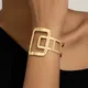Bracelets ouverts géométriques en métal plaqué or pour femmes bracelets creux largeur punk mode
