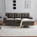 L-shape 3 Seater Sectional Sofa Velvet Thick Cushion Couch with Tufted Backrest and Metal Legs for Living Room, Bedroom, Brown