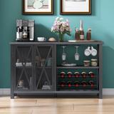 Myhozm Buffet Bar Cabinet with Wine Rack, Modern Buffet/Sideboard Wine Bar Dining Server, Grey/Brown