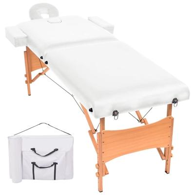 vidaXL 2-Zone Folding Massage Table 3.9" Thick White/Black