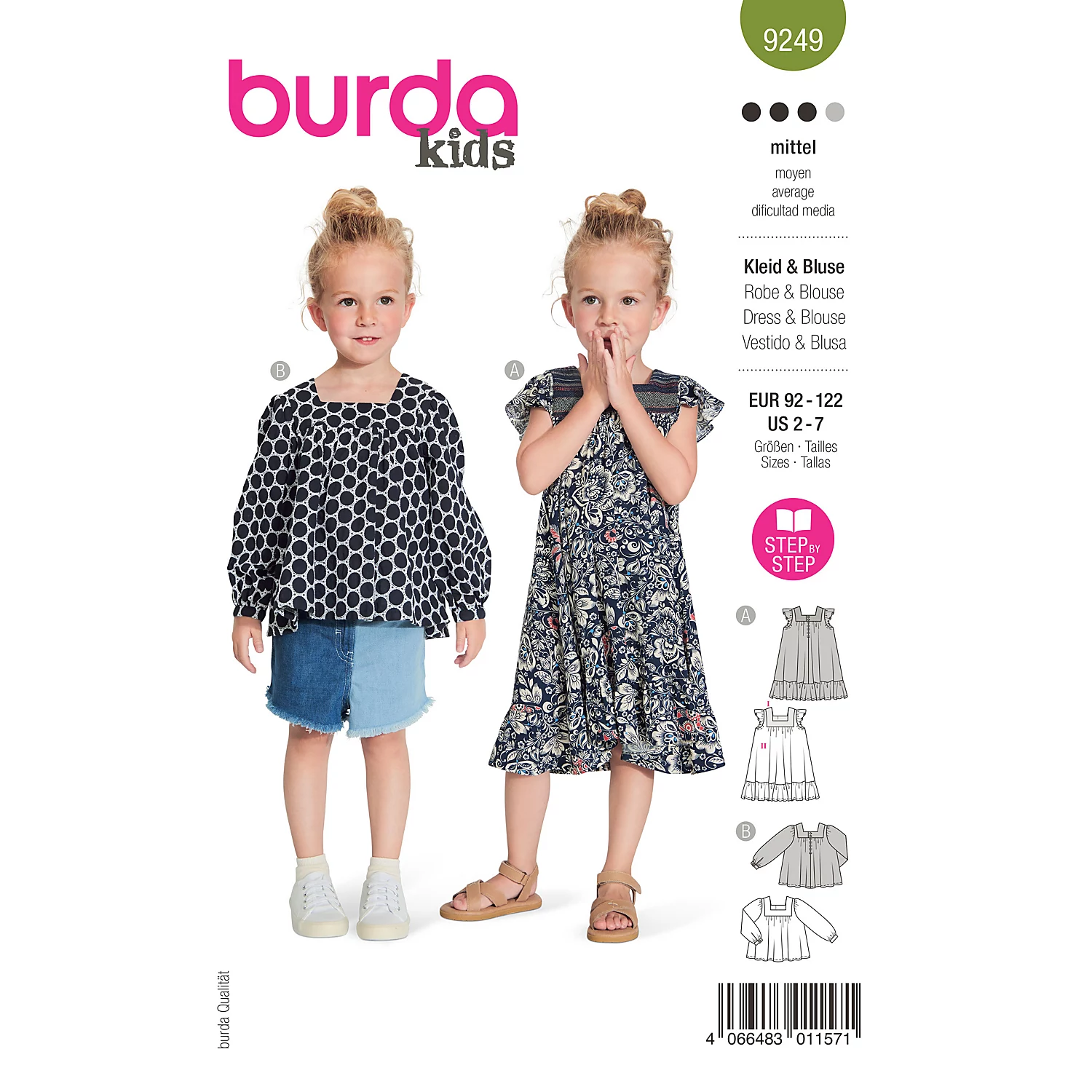 burda patron 9249 "robe et blouse pour enfants