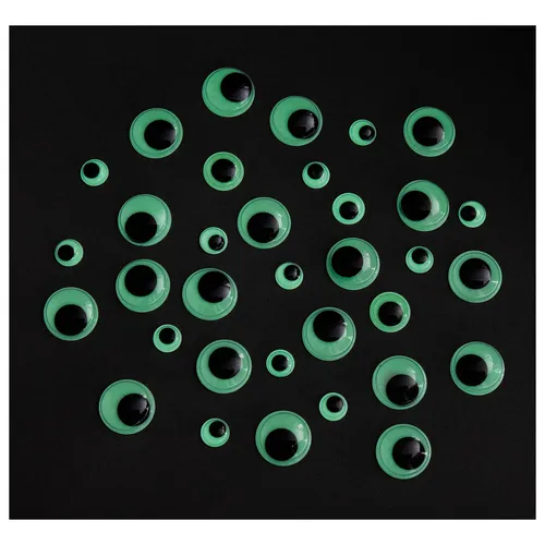 Yeux mobiles ""Glow in the dark"", 10–20 mm Ø, 40 pièces