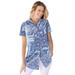 Plus Size Women's Perfect Short Sleeve Shirt by Woman Within in French Blue Patched Paisley (Size 6X)