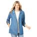 Plus Size Women's Chambray Denim Blazer by Woman Within in Light Stonewash (Size 32 W)