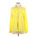 Calvin Klein Long Sleeve Blouse: Yellow Tops - Women's Size Medium