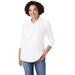 Plus Size Women's Long-Sleeve Polo Ultimate Tee by Roaman's in White (Size 6X) Shirt
