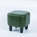 HEDMAI Square Upholstered Footstool Solid Wood Upholstered Footstool Footrest Living Room Home Change Shoe Footrest Leather Art Sofa stool- Grass Green