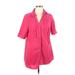 Short Sleeve Button Down Shirt: Pink Tops - Women's Size 1X