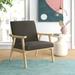Lounge Chair - Wade Logan® Albury 27.25" Wide Polyester Lounge Chair Wood/Polyester in Gray/Brown | 32.25 H x 27.25 W x 29.25 D in | Wayfair