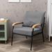George Oliver Jayleon Chair w/ Cushions Wood/Metal in Black/Brown | 25.59 H x 27.56 W x 23.23 D in | Outdoor Furniture | Wayfair