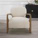 Armchair - Callison Upholstered Armchair Wood in Brown/White Laurel Foundry Modern Farmhouse® | 29.5 H x 27.5 W x 30.5 D in | Wayfair