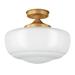 Willa Arlo™ Interiors Modern Farmhouse Semi Flush Mount Ceiling Light w/ Opal Milk Shade in White | 6.69 H x 13.77 W x 13.77 D in | Wayfair