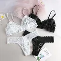 Ensemble de lingerie transparente sans fil pour femme soutien-gorge sexy sous-vêtements taille