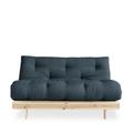 Canapé convertible en pin massif avec futon bleu canard 140x200