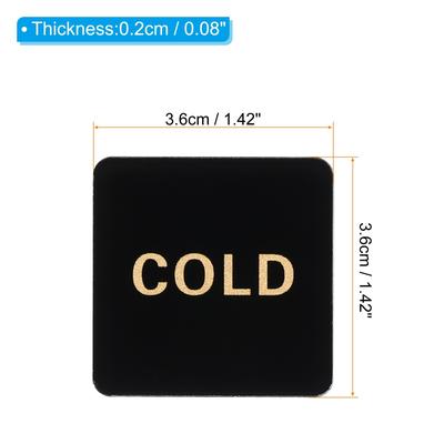 Self Stick Hot/Cold Water Label, Acrylic Square Shape Signs Black