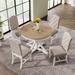 Functional Furniture Retro Style Dining Table Set with Extendable Table and 4 Upholstered Chairs for Dining Room and Living Room