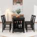 5-piece Counter Height Dining Table Set with Faux Marble Tabletop, Solid Wood Table Set with Storage Cabinet and Drawer