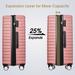 Pink Rolling Luggage Expandable 3 Piece Sets Adjustable Telescoping Handle ABS Spinner Suitcase Built-In TSA lock 20"/24"/28"