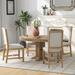 5 Piece Extendable Round Table and 4 Upholstered Chairs, Farmhouse Style Dining Set for Kitchen & Dining Room