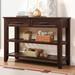 Console Table with 2 Drawers and 2 Tiers Shelves, Entryway Sofa Table Long Narrow Wood Console Table for Living Room, Espresso