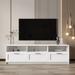 Modern minimalist TV Stand for 80 inch TV, Open Locker Media Cabinet Console Table with 3 Storage Drawers and Open Shelves