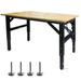 48" Adjustable Work Bench with Power Outlets Wooden Top Work Table - 48"L X 24"W X 39"H