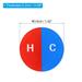 Self Stick C/H Water Label, Round Shape Hot/Cold Signs Red/Blue