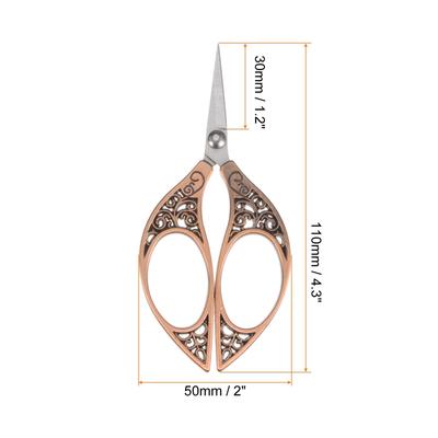 4.3" Stainless Steel Vintage Leaf Style Scissors for Embroidery Sewing